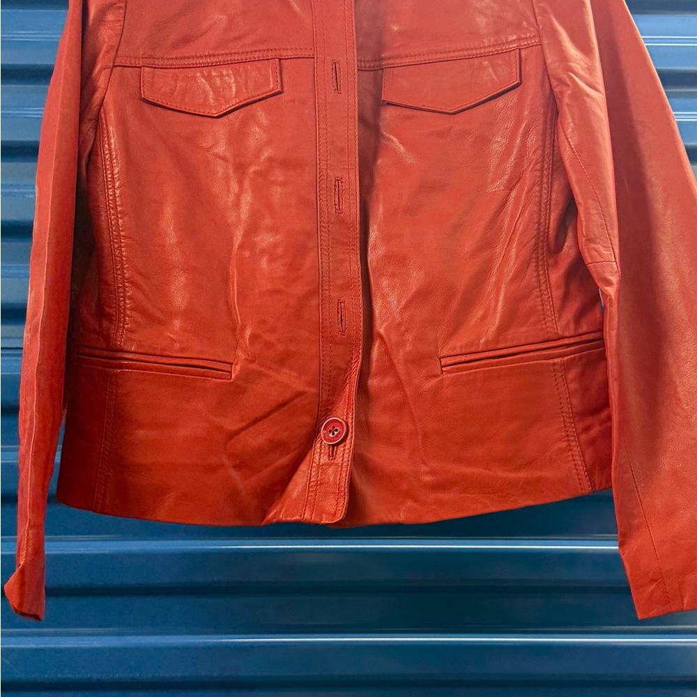 Women's Orange Leather Jacket